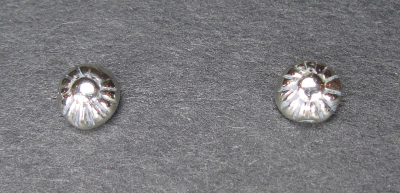 Tiny Silver Button Post Earrings